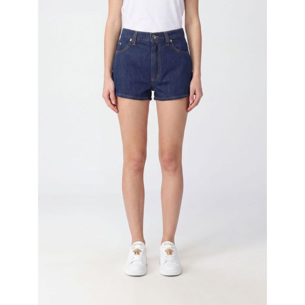 Versace Women Cotton Denim Shorts Versace With Medusa Logo